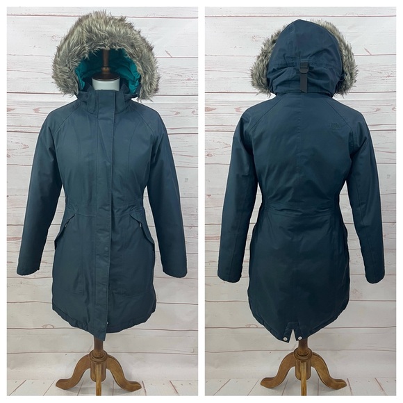 The North Face Steel Blue Goose Down Arctic Parka Insulated Winter Puffer Coat